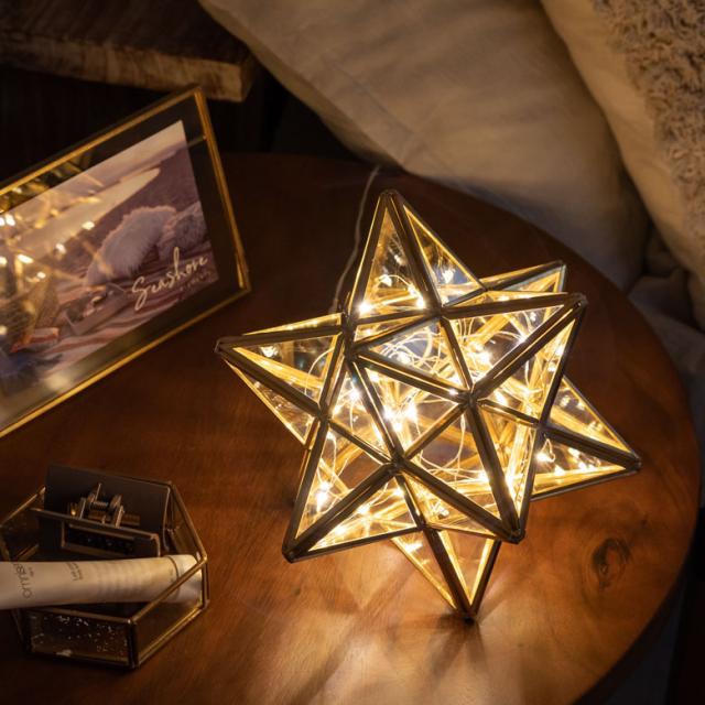 テーブルランプ ガラスと真鍮 星形 置き型 電球付き 口金E12 40w