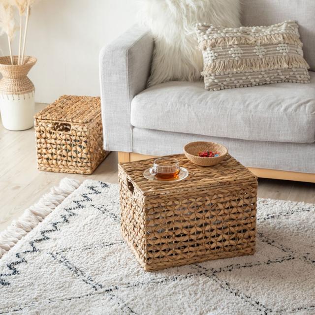 かご収納 ナチュラル フタ付き収納 おもちゃ箱 トイレ 大きい ラタン