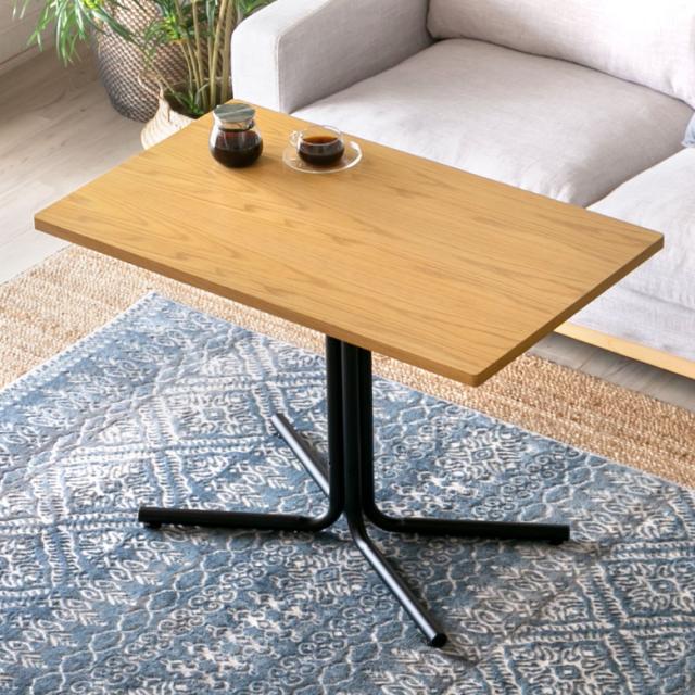 カフェ風テーブル 木製 スチール ナチュラル ブラウン 長方形 W 100 × D 60 × H 67 cm カフェテーブル ダイニングテーブル カウンターテーブル 食卓 一本脚 2人掛 2人用 おしゃれ カフェ バー 飲食店 レストラン 西海岸 北欧 ビーチハウス ヴィンテージ [91082-na]