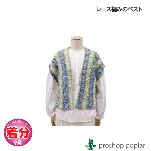 【秋冬】レース編みのベスト【中級者】【編み物キット】 毛糸のポプラ 毛糸