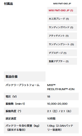 ミルウォーキー  M18 FMT-0X0 JP  M18 FUEL マルチツール【本体のみ】_1