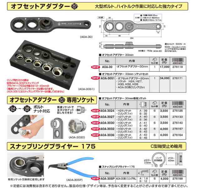 アネックス オフセットアダプター ラチェットレンチ ソケットセット