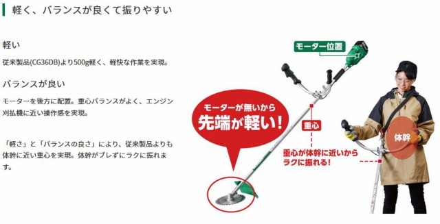 最大15%OFFクーポン ハイコーキ CG18DA JC 両手ハンドル バッテリ1個 充電器付き 18V コードレス刈払機 HiKOKI 