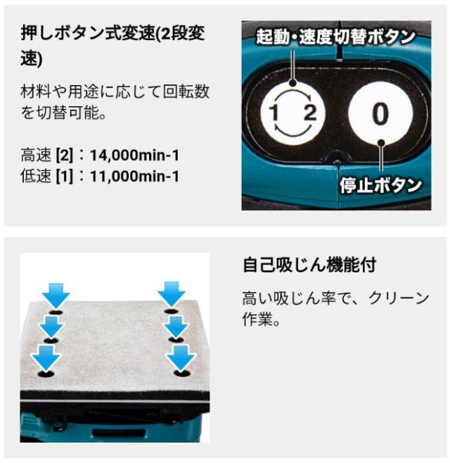 マキタ(makita) BO483DRG 充電式防塵ミニサンダー 18V【バッテリー/充電器セット】_2