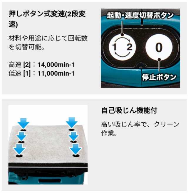 マキタ(makita) BO483DZ 充電式防塵ミニサンダー 18V 本体のみの通販は