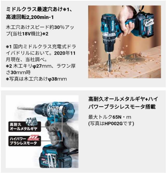 マキタ(makita) DF002GZB 充電式ドライバードリル 黒 40V 【本体のみ