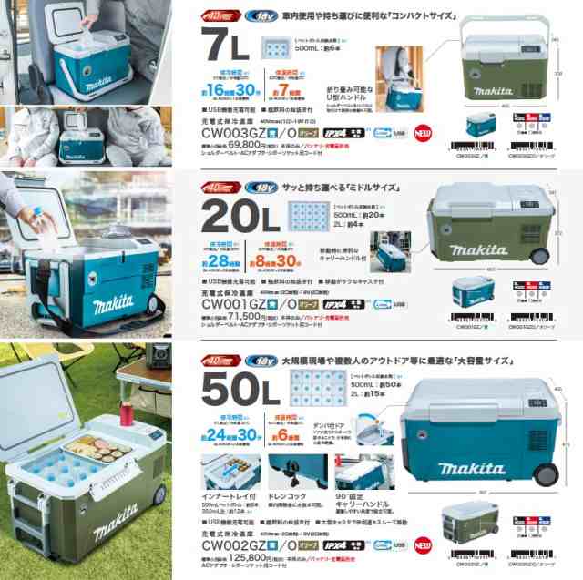 マキタ(makita) CW002GZO 充電式保冷温庫 オリーブ 50L 18V/40V/100V