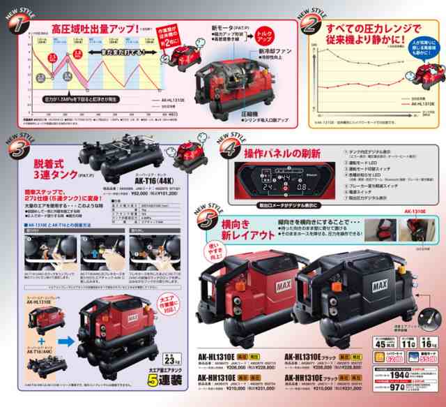 マックス(MAX) 高圧エアコンプレッサー AK-HH1310E【高圧×4】【45気圧