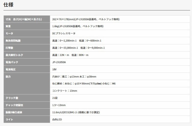 マックス(MAX) 充電式振動ドリルドライバー PJ-VD131-B2C/1850A 18V