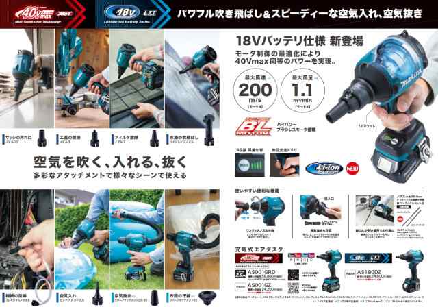 マキタ(makita) 充電式エアダスター AS180DZ 18V【本体のみ】｜au PAY マーケット