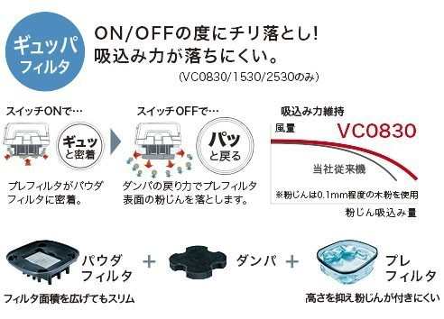 マキタ(makita) VC0830 100V 集塵機 粉塵専用 容量8L 連動コンセント