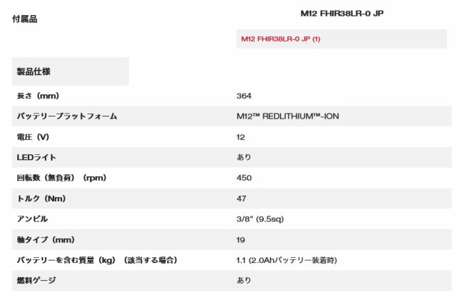 ミルウォーキー M12 FHIR38LR-0 JP M12 FUEL 3/8インチハイスピードロングラチェットレンチ【本体のみ】