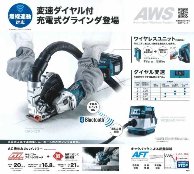 マキタ(makita) GA410DRG 充電式ディスクグラインダー 14.4V 6.0Ah