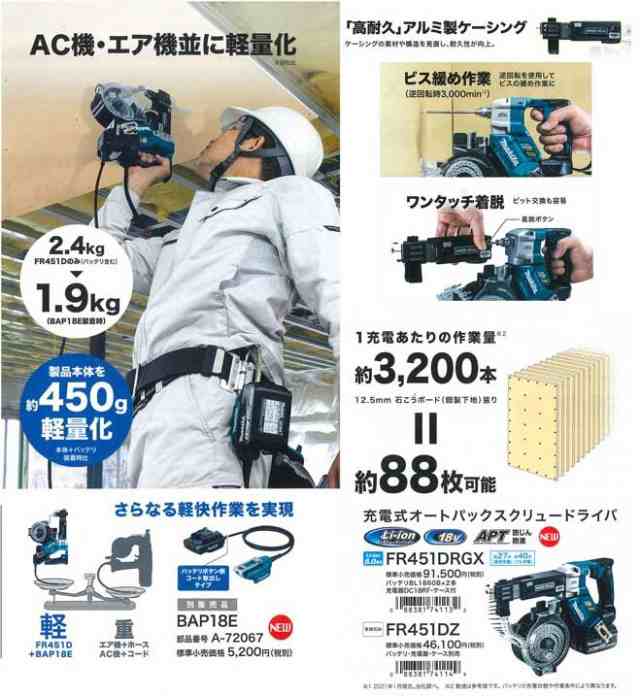 マキタ(makita) FR451DZ 充電式オートバックススクリュードライバー ...