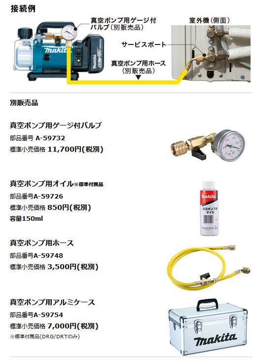 マキタ(makita) VP180DRG 充電式真空ポンプ 18V 6.0Ah 到達真空度20Pa