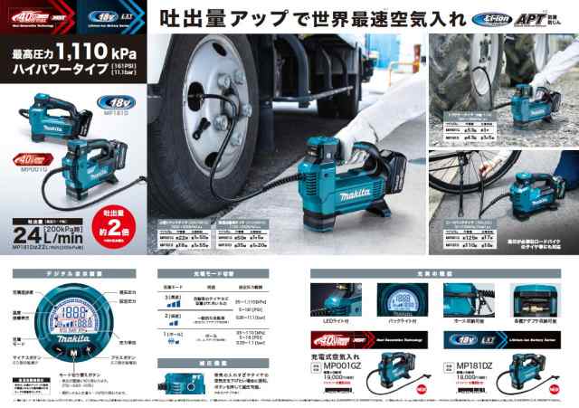 マキタ(makita) MP001GZ 充電式空気入れ ハイパワータイプ 40V 本体