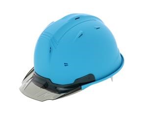 進和化学工業 セーフティーヘルメット SS-19V型T-P式RA 特注カラー：ブルーマット スモークバイザー TYPE-B 付
