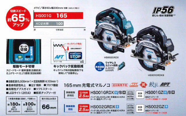 マキタ(makita) HS001GZ/B 165mm充電式マルノコ 40V 【無線連動非対応