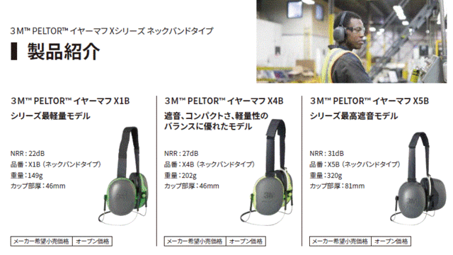 世界的に有名な ネックバンドタイプ MR:3M イヤーマフ PELTOR DIY・工具