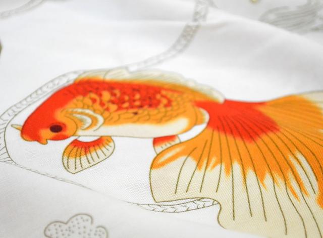 【希少／美品】百花繚乱 シャドー柄 透かし ビッグ金魚 シルク アロハシャツ ma018 和柄 アロハ シャツ 大きいサイズ メンズ 悪羅悪羅系