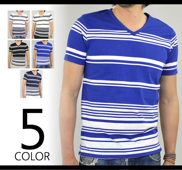 Vネック ランダムボーダー カットソー Tシャツ 半袖 メンズ 半袖tシャツ ボーダー 生地 ポリエステル 綿 トップス 春 夏の通販はau Pay マーケット メンズファッション専門店 アダマス