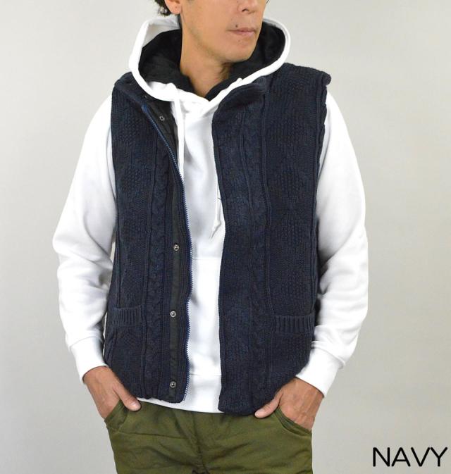 中綿 ダウンベスト ニット ベスト ケーブル スタンド衿 ハイネック ケーブル編み メンズ ニットベスト 暖 中綿 フェイク ダウンベストの通販はau Pay マーケット メンズファッション専門店 アダマス