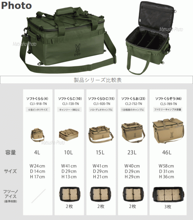 DOD ソフトクーラー クーラーバッグ ソフトクーラーバッグ 15Lサイズ ソロキャンプ BBQ ドリンク 350ml缶 食材 保冷 アウトドア キャンプ ソフトくらひこ（15）CL1-920-KH カーキ