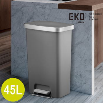 EKO ゴミ箱 ダストボックス ごみ箱 ペダル式 ステップ式 フタ付き ふた付き 蓋付き プラスチック ハナステップビン 45L EK6266-45L-GR グレー