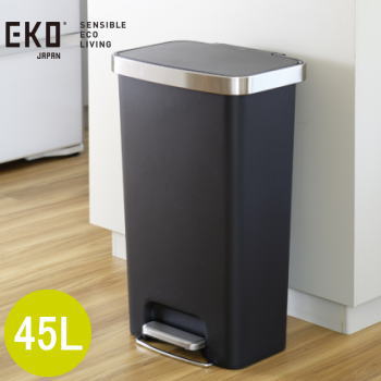 EKO ゴミ箱 ダストボックス ごみ箱 ペダル式 ステップ式 45L フタ付き ふた付き 蓋付き ハナステップビン 45L EK6266-45L-BL ブラック