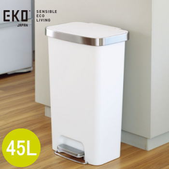 EKO ゴミ箱 ダストボックス ごみ箱 ペダル式 ステップ式 45L フタ付き ふた付き 蓋付き ハナステップビン 45L EK6266-45L-WH ホワイト