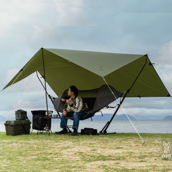 DOD ハンモック ハンモックキャンプ 自立スタンド付きハンモック UVカット生地 揺れ防止ベルト アウトドア キャンプ トゥリーイラヘン T1-898-KH カーキ メーカー直送