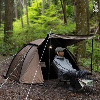 DOD テント 2ルームテント ソロテント 2ルーム 軽量設計 ひさし構造 ソロキャンプ 徒歩キャンパー コンパクト収納 簡単設営 ペグ付属 アウトドア キャンプ めんだこテント T1-176-BR
