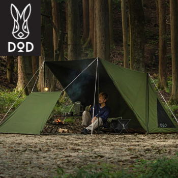 DOD テント パップテント パップ風テント シンプル形状 ソロ デュオ 焚き火 コンパクト設計 ポリコットン生地 アウトドア キャンプ パップフーテント3 T1-966-KH メーカー直送