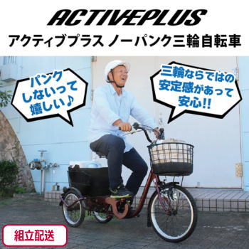 ミムゴ 組立配送 自転車 三輪自転車 ノーパンク 三輪車 大人用 三輪 スイング機能 ACTIVE PLUS アクティブプラス ノーパンク三輪自転車L MG-TRE20APNL ワインレッド 【MGC】