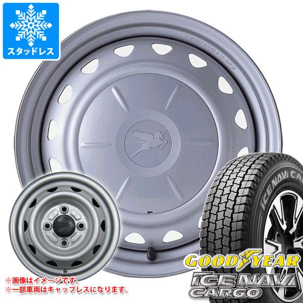 スタッドレスタイヤ グッドイヤー アイスナビカーゴ 145/80R12 80/78N (145R12 6PR相当) ＆ キャロウィン 3.5-12 タイヤホイール4本セット 145/80-12 GOODYEAR ICE NAVI CARGO