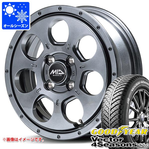 ダイハツ アトレーワゴン S300系用 オールシーズンタイヤ グッドイヤー ベクター 4シーズンズ ハイブリッド 165/65R14 79H MIDホイールズ マッドエージェント 4.5-14 タイヤホイール4本セット 54,360円
