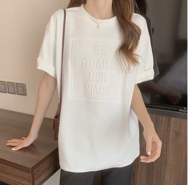 正規品スーパーSALE×店内全品キャンペーン 半袖Tシャツ ロング丈 韓国ファッション レディース ホワイト 2XL
