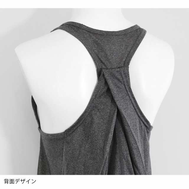 ヨガウェア トップス ヨガ タンクトップ ロング丈 レーサー