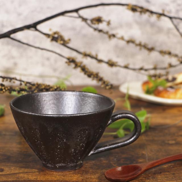 信楽焼 マグカップ スープカップ 350ml（満水時）陶器 和風 コップ ティーカップ おしゃれ 食器 和食器 結婚祝い 紫煙スープカップ w406-06