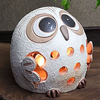 お値下げ❁信楽焼❁梟さんスタンドランプ❁ 照明 スタンド 置き型 陶器 ふくろう 幸運 フクロウライト