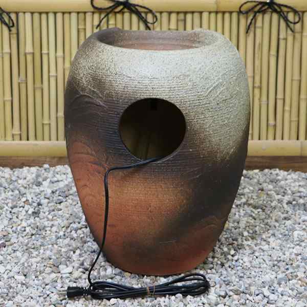 陶器 【送料無料】 き火色響 湧き水電動つくばい つくばい 循環 水琴窟