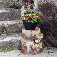 陶器 【送料無料】 切り株ふくろう花台(大) ふくろうが乗っている 花台 架台 いす 梟 信楽焼 おしゃれ 和風【手作り】の通販は