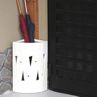 傘立て 陶器 アンブレラスタンド 白マット透し彫り扇型 玄関 インテリア かさたて  信楽焼 おしゃれ 和風 北欧【手作り】