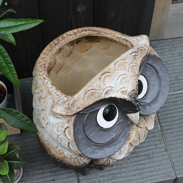 傘立て 陶器 アンブレラスタンド 13号福多郎 信楽かさたて ふくろう 傘入れ 信楽焼 おしゃれ 和風 北欧【手作り】