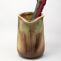 傘立て 陶器 アンブレラスタンド 火色織部流し 玄関 インテリア かさた