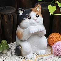 陶器 可愛い猫の置物 ねこ 置物 雑貨 ネコ ねこ 信楽焼 置物 しがらき