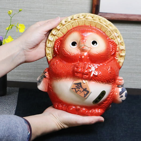 仕事運、恋愛運 縁起物 たぬき 置物 名入れ 風水狸(赤色) 狸 狸 置