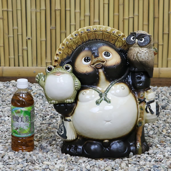 たぬき カエル フクロウ 35cm 置物 名入れ 信楽焼 狸やきもの やき 焼き和風 陶器 【手作り】_2