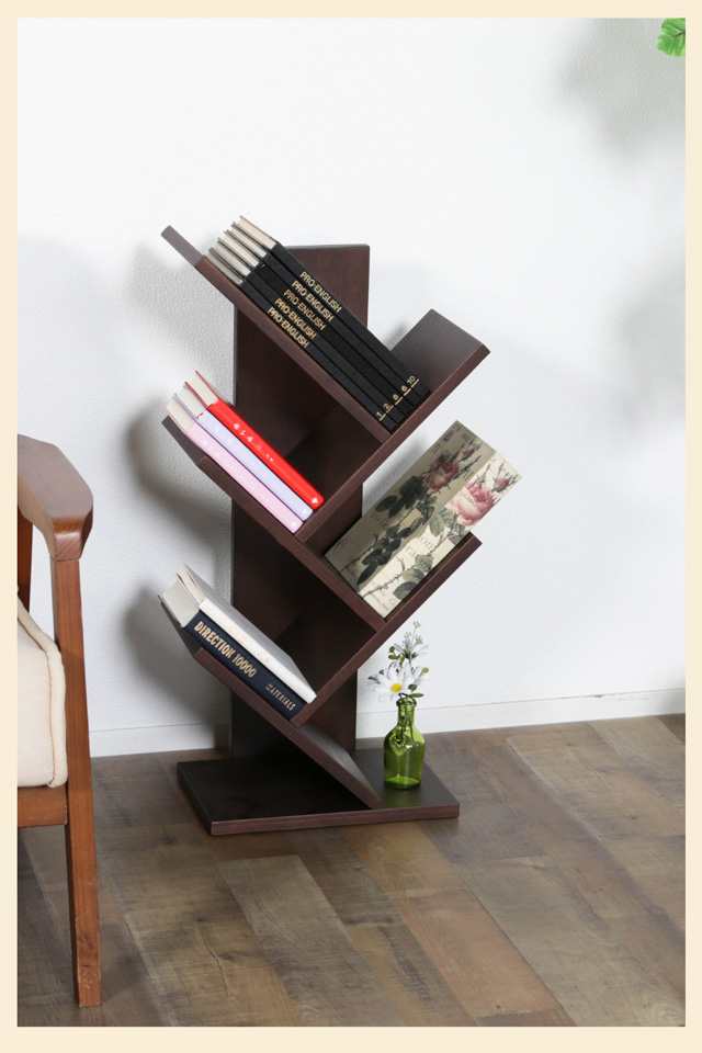ブックシェルフ 5段 本棚 ブックスタンド ツリー型 高さ74cm