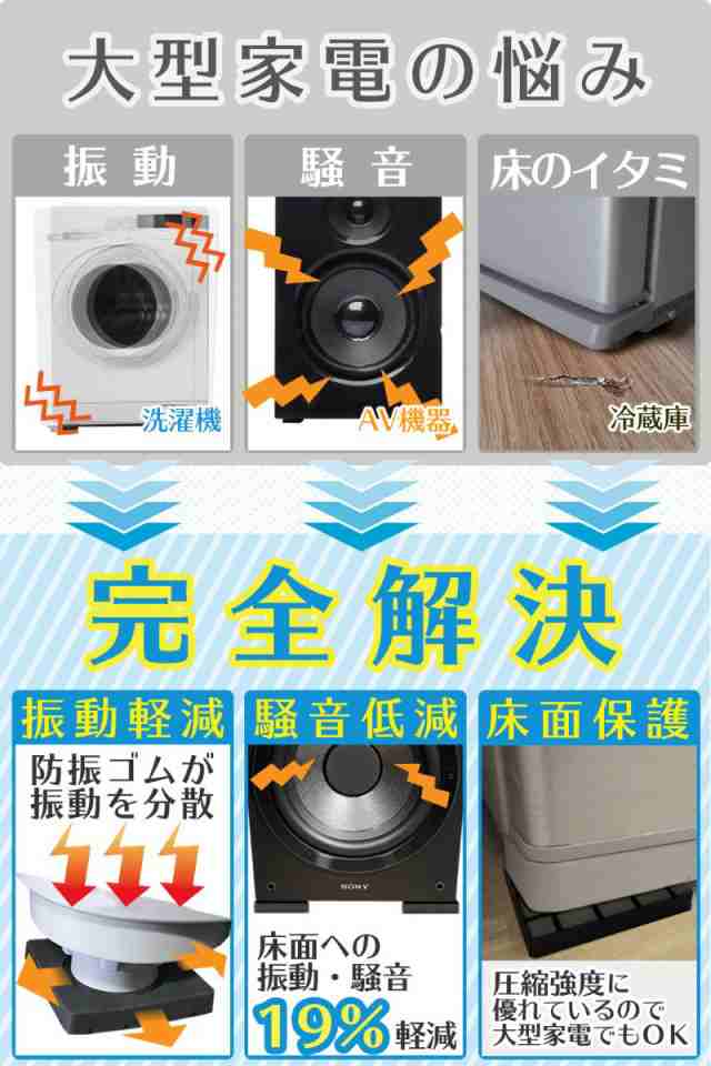洗濯機 防音 防振ゴム [ゼロキーパー] 騒音防止マット 振動対策 段差調整 メッシュ構造 3D防振 耐荷重100kg 4枚セット [Hirano]の通販はau  PAY マーケット - こども用品と暮らし雑貨ママキッズ au PAY マーケット店